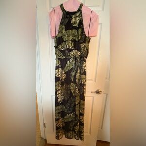 Banana Republic Olive and Black Halter neck Maxi Dress